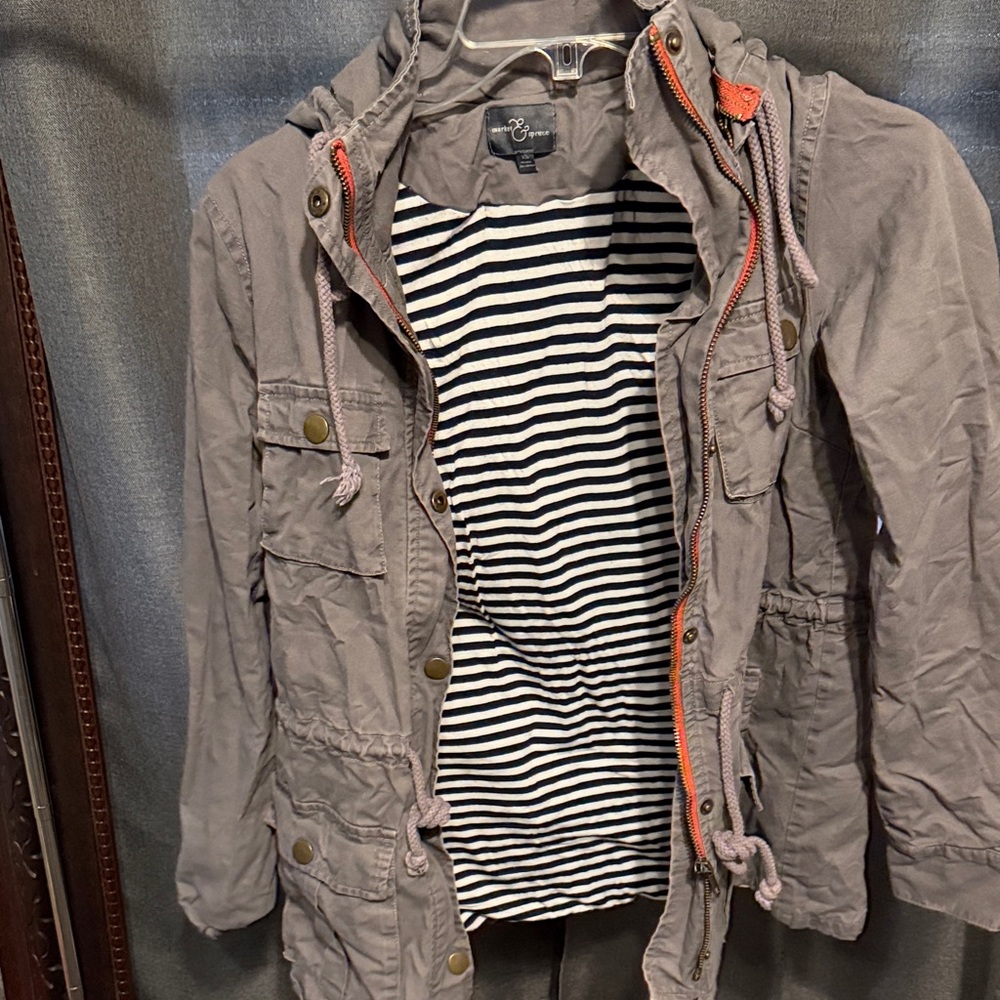 Market & Spruce Navy and White Striped Jacket
